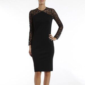 Stella McCartney Black Jersey Leopard-Sleeve Bodycon Dress